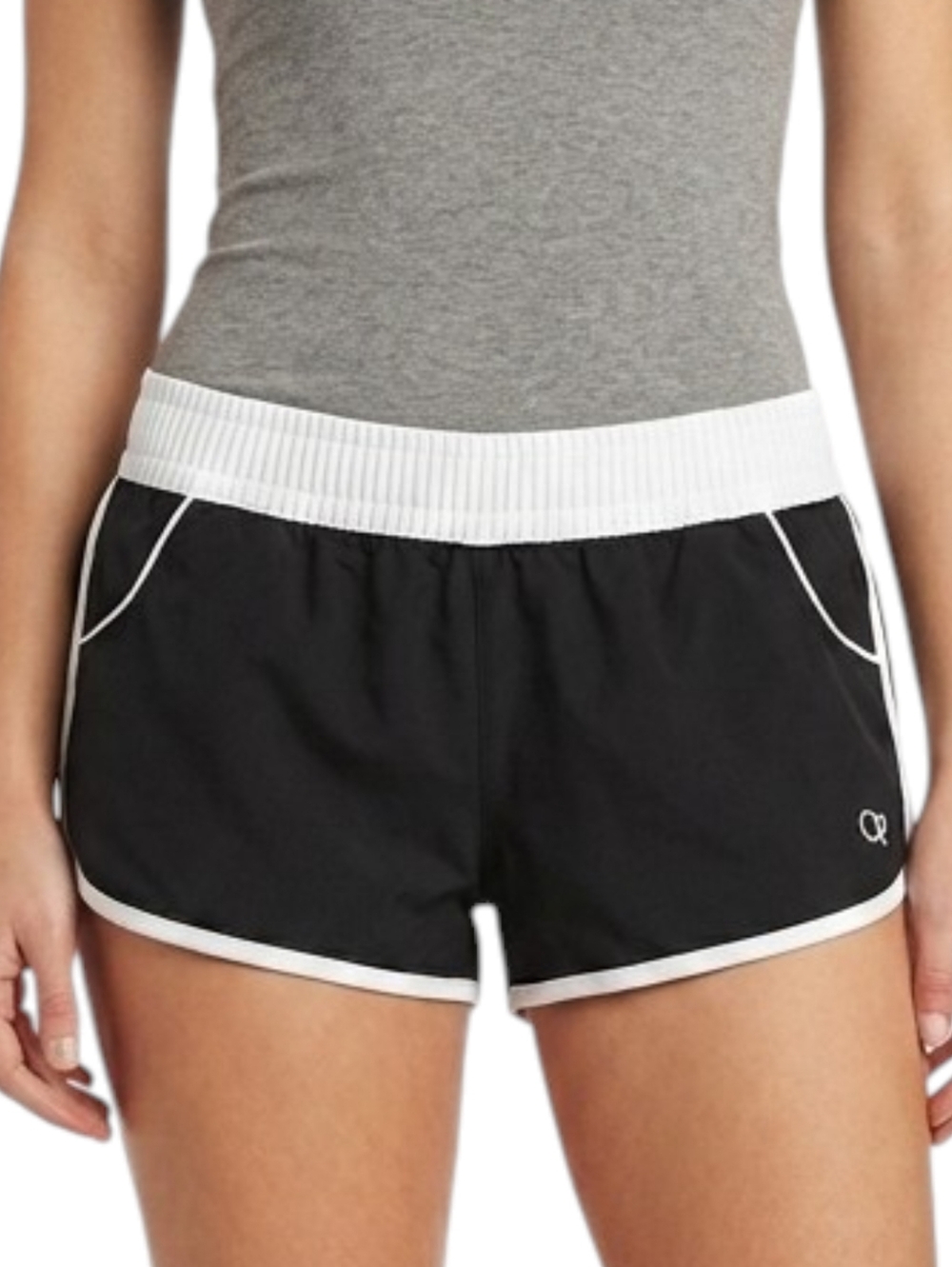 OP Ocean Pacific Black & White Retro Dolphin Running Shorts - Size Medium (7-9)